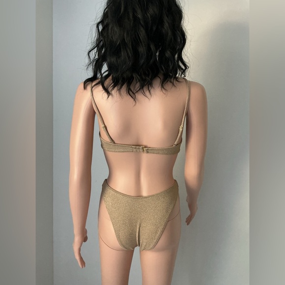 LA Hearts by PacSun Gold California Lurex Sporty Bikini Bottom - Picture 6 of 13